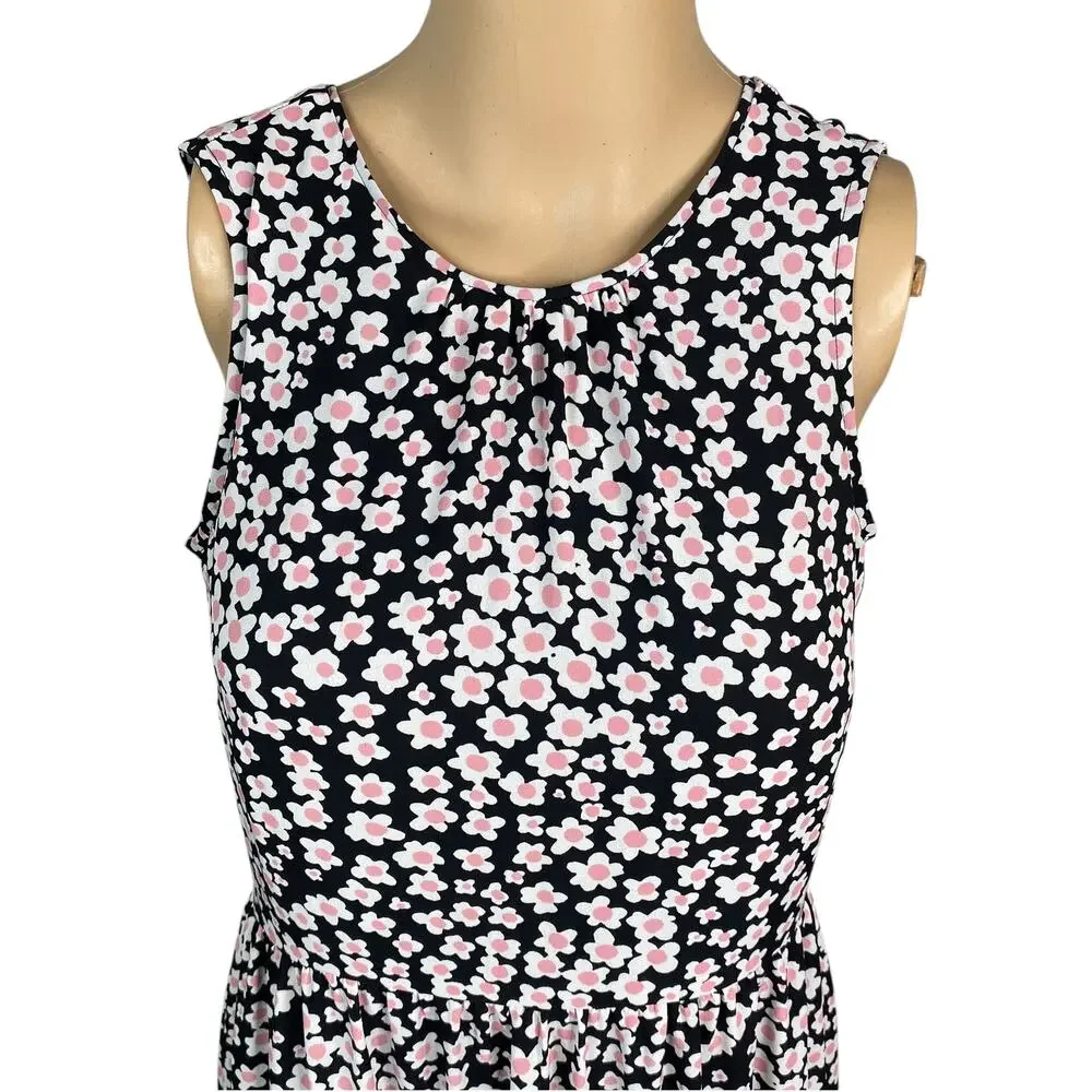 J Crew Poppy Garden Floral Tiered Midi Dress S Black Cottagecore A-line Ditsy